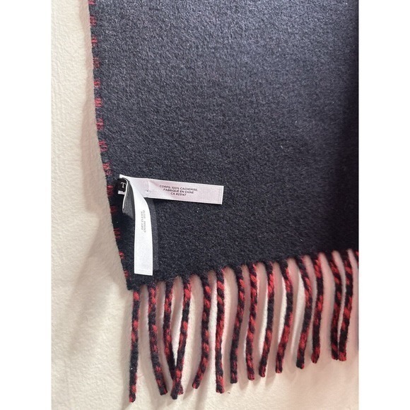 Talbots 100% Cashmere Wrap, Large Scarf Red‎ Black Houndstooth Pattern 16" x 70" - Picture 6 of 10